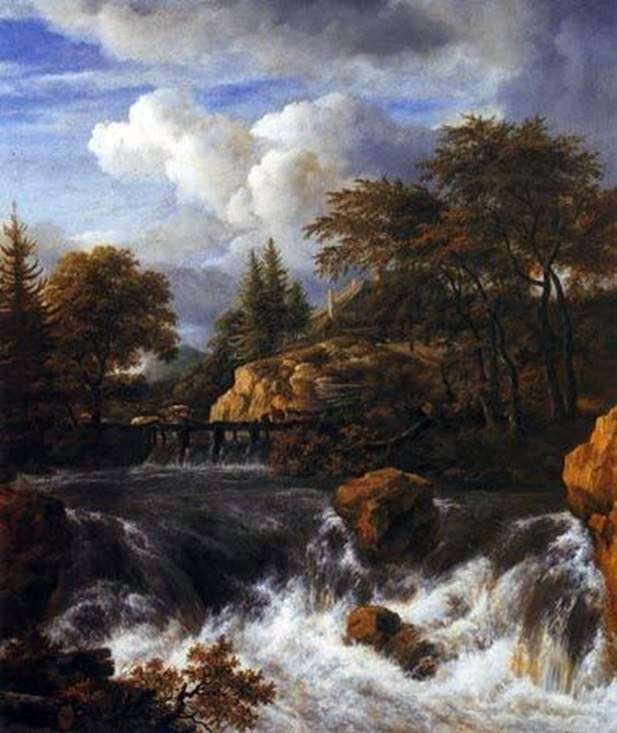 Скелястий пейзаж з водоспадом   Якоб ван Рейсдал