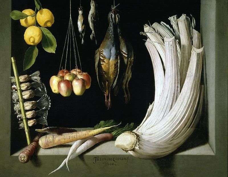 Натюрморт з дичиною   овочами і лимонами, Хуан Санчес Котан