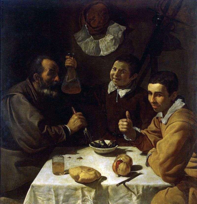 Троє чоловіків за столом   Дієго Веласкес