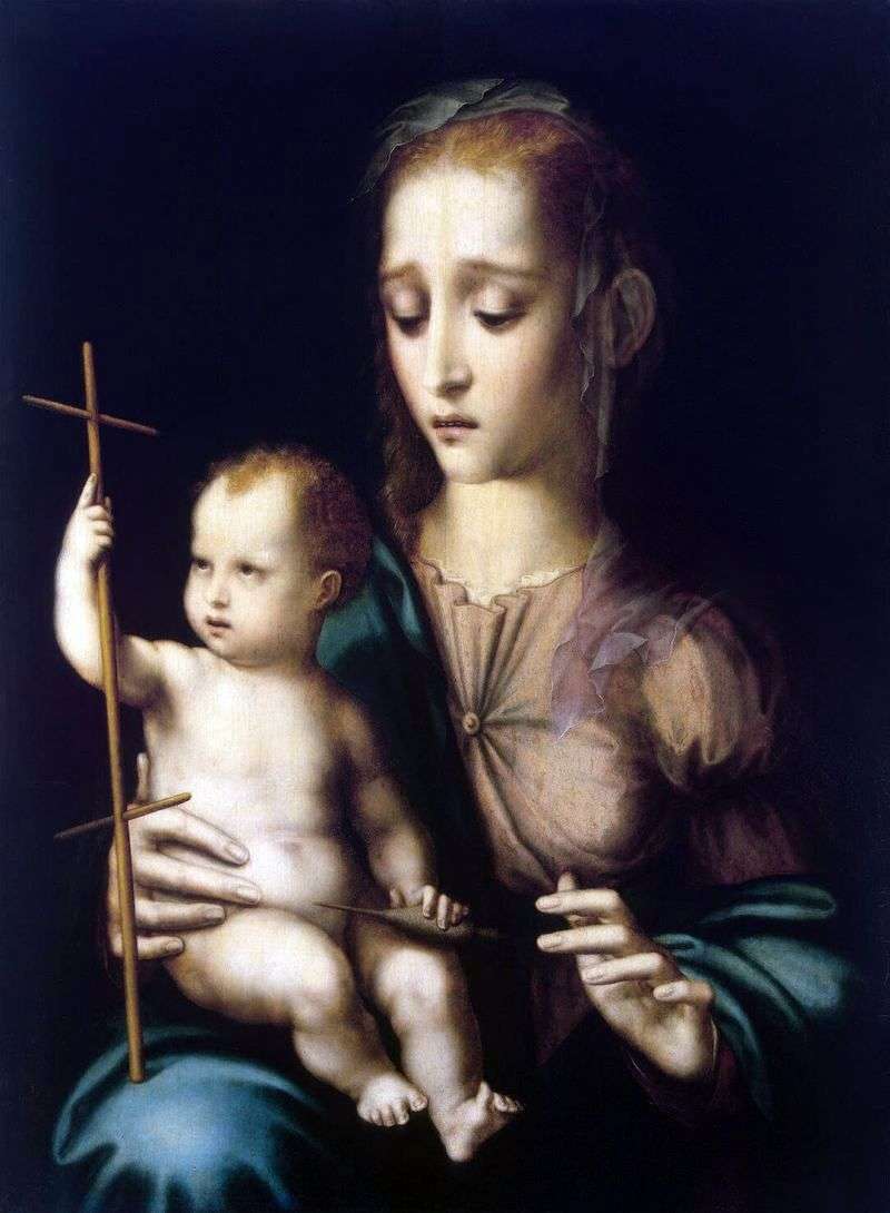 Мадонна з Немовлям і прядкою у вигляді хреста   Луїса де Моралеса