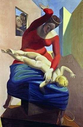 Мадонна, шльопаюча немовляти Христа перед трьома свідками   Макс Ернст